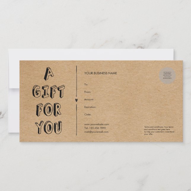 Rustik Kraft En Present Till Dig Presentkort (Framsida)