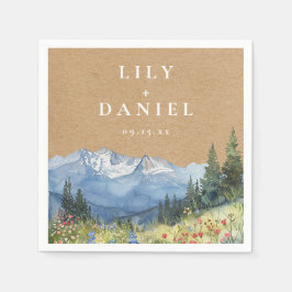 Rustik Kraft Fjällbröllop med Vilda Blommor Pappersservett