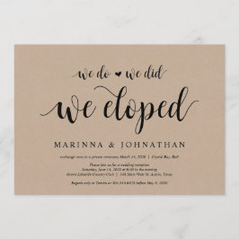 Rustik Kraft gård, Svart skrift, Bröllopsflykt Inbjudningar