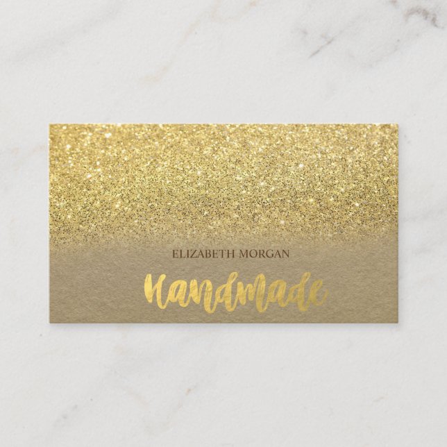 Rustik, Kraft, Guld Glitter Ombre Visitkort (Framsida)