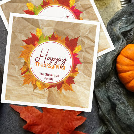 Rustik Kraft Höst Lönnlöv Familj Thanksgiving Pappersservett