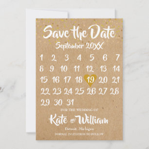 Rustik Kraft Kärlek Hjälp Kalender Spara Datum Datumet