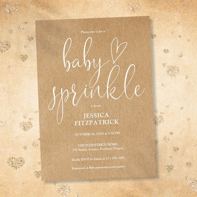 Rustik Kraft Könsneutral Baby Sprinkle Shower Inbjudningar (Rustic Kraft Gender Neutral Baby Sprinkle Shower Invitation)