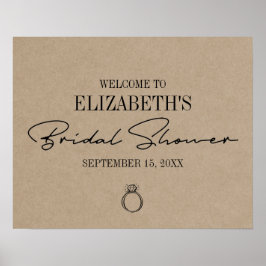 Rustik Kraft Modern Skript Bröllopsdusch Välkommen Poster