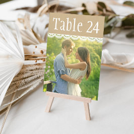 Rustik Kraft och Spets Fotobord Nummerkort Inbjudningar