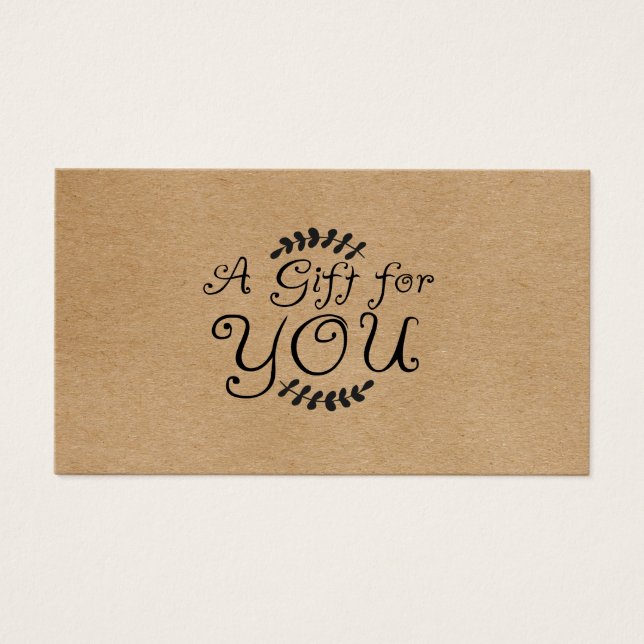 Rustik Kraft-presentkort Visitkort (Framsidan)