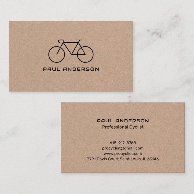 Rustik Kraft Professionell Cyklist Personlig Visitkort (Fram/baksida)