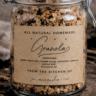 Rustik kraft Script Hemlagad Granola Etikett