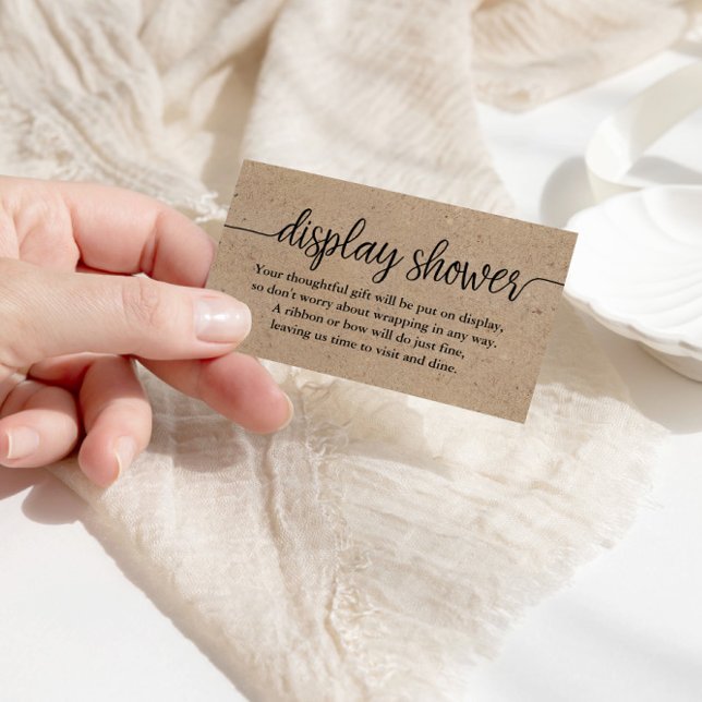 Rustik Kraft Skript Display Dusch Infogningskort Tilläggskort (Skapare uppladdad)