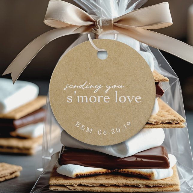 Rustik Kraft S'mores Bröllop Gåvor Etiketter (Skapare uppladdad)