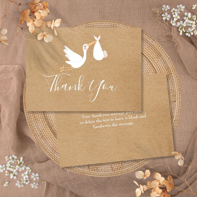 Rustik Kraft Speciell Leverans Baby Shower Tack Kort (Rustic Kraft Special Delivery Baby Shower Thank You Card)