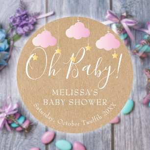 Rustik Kraft Twinkle Twinkle Oh Baby Baby Shower Runt Klistermärke