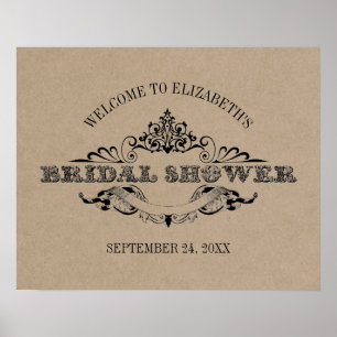 Rustik Kraft Vintage Ram Bröllopsdusch Välkommen Poster