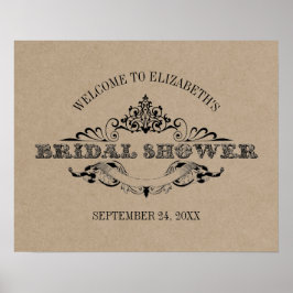 Rustik Kraft Vintage Ram Bröllpsdusch Välkommen Poster