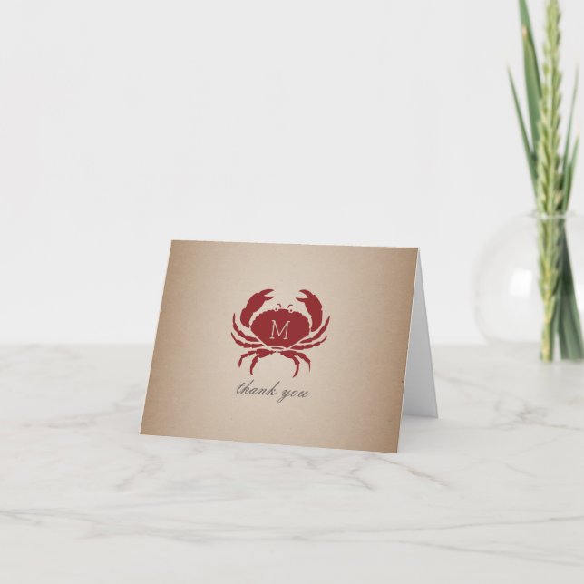 Rustik kräfta monogram pappersbakgrund inspirerad  tack kort (Framsida)