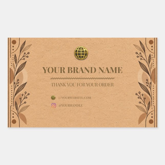 Rustik Kraftpapper Boho Rektangel Box Etikett (Framsida)
