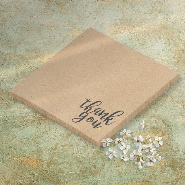 Rustik kraftpapperstil tack post-it block (Rustic Kraft Paper Style Thank You Post-it Notes)