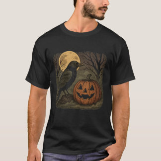 Rustik Kråka och Pumpa Halloween Konst: Kuslig Ful T Shirt
