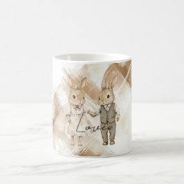 Rustik Kräm Brunrandiga Kaniner Kärlek Kaffemugg