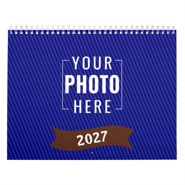 Rustik kräm gingham familjefoto kalender (Omslag)