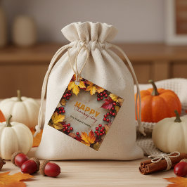 Rustik krans av lönnlöv tack till Thanksgiving Gåvor Etiketter