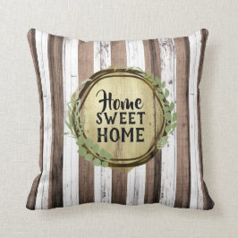 Rustik krans av vit och brun träbotanik för lada kudde