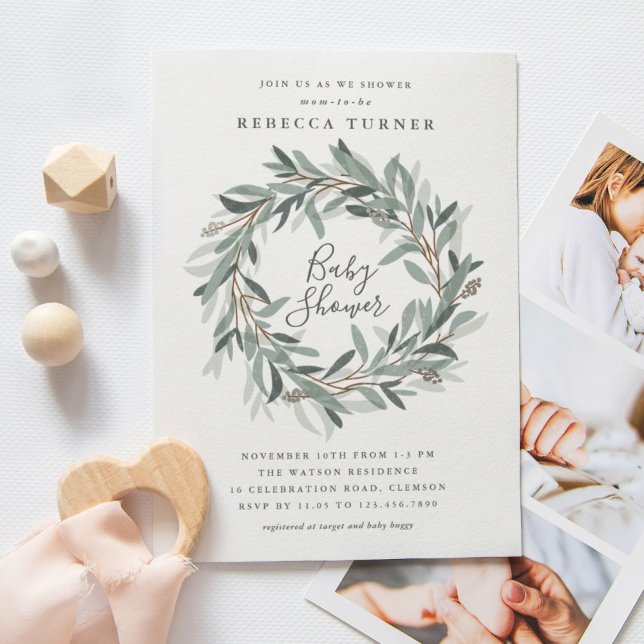 Rustik krans baby shower inbjudan (Skapare uppladdad)