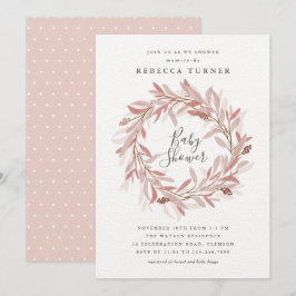 Rustik krans baby shower inbjudan