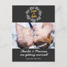 Rustik krans blad SPARA DATUM Foto vykort