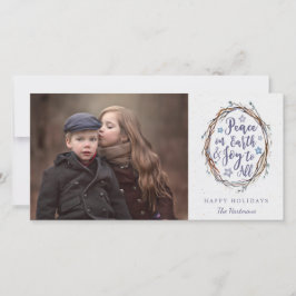 Rustik krans Fred på Julfoto på jorden Julkort