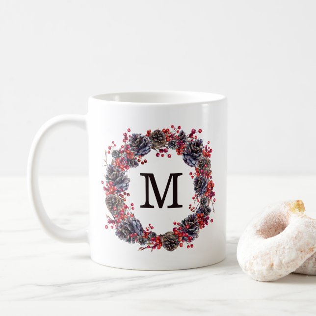 Rustik Krans | Jul Monogram Kaffemugg (Med munk)