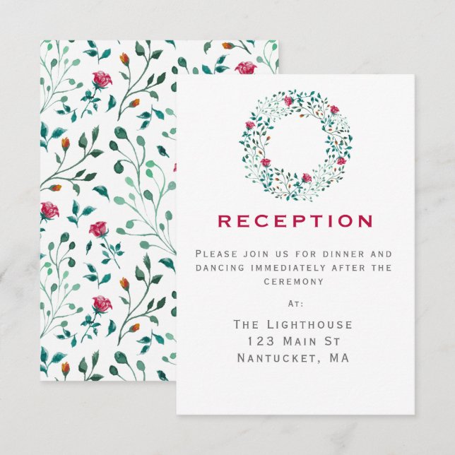 Rustik krans med grönska | Bröllopsinbjudan till m Inbjudningar (Fram/baksida)