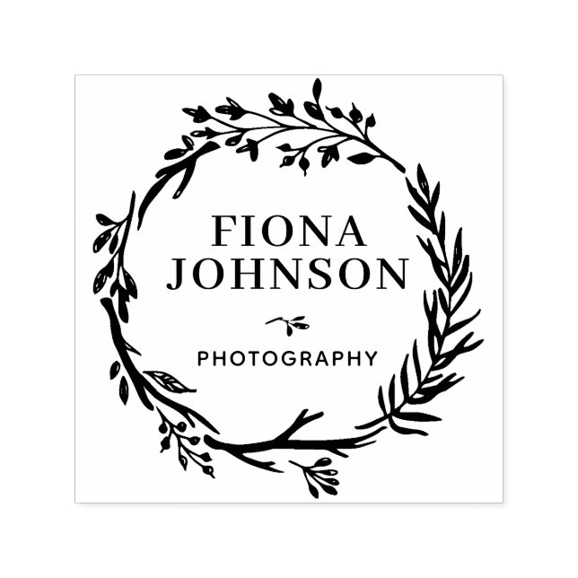 Rustik krans med grönska Personligt yrke Självfärgande Stämpel (Design)