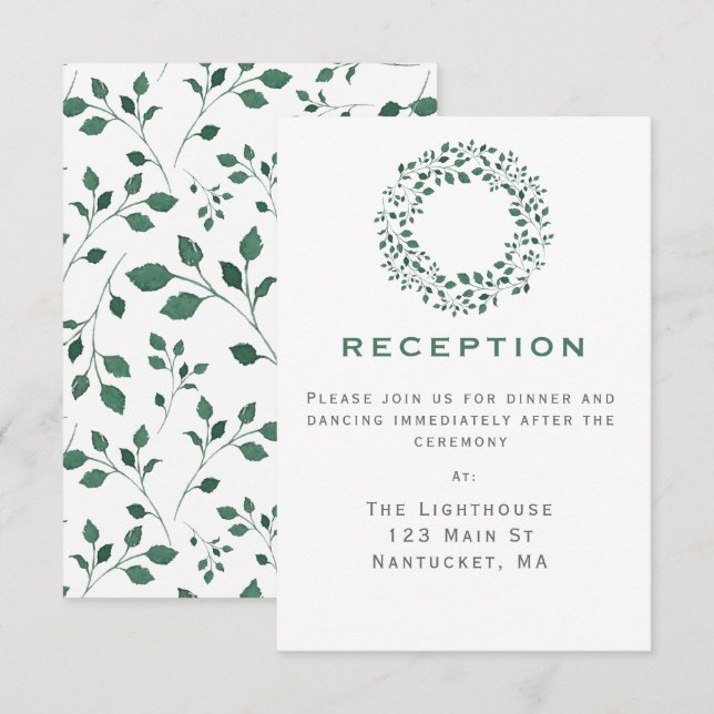 Rustik Krans Med Grönt | Bröllopsmiddags Kort (Fram/baksida)