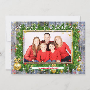 Rustik kransfamilj Foto God jul Julkort