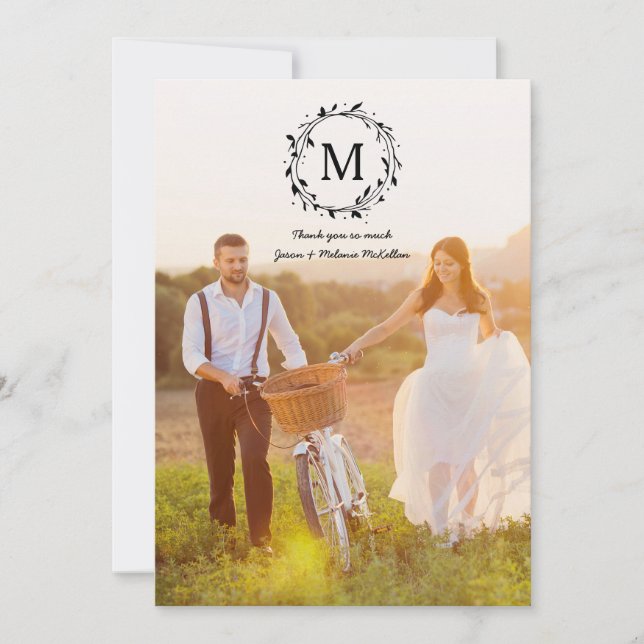 Rustik kransöverlagring Monogram Bröllop Tack (Framsida)