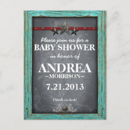 Rustik Kritskrifts Baby Shower Inbjudan Vykort