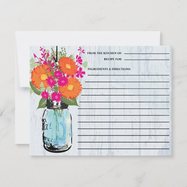 Rustik Krukväxt Gerber Daisy Receptkort (Framsida)