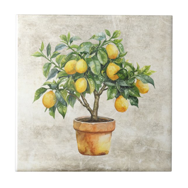 Rustik krukväxt lemonträ ceramic kakelplatta (Framsidan)