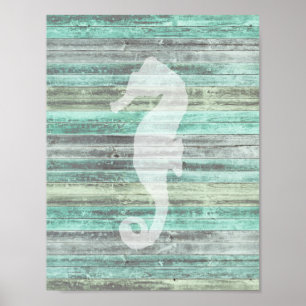 Rustik kustdekoration Seahorse Poster