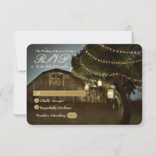 Rustik Lada & Träd Ljus Bröllop RSVP-kort OSA Kort