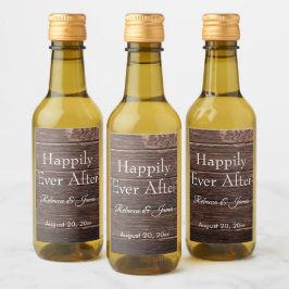 Rustik Ladalund Lyckliga För Evigt Bröllopspresent Vinetikett