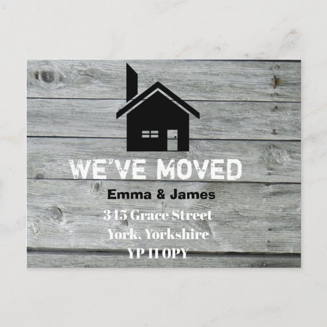 Rustik ladugårdsskorsten Vi har flyttat Ändring av Meddelande Vykort (Framsida)