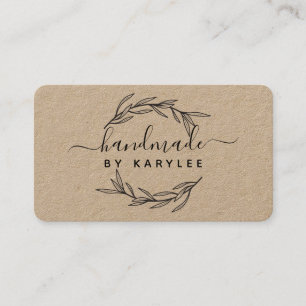 Rustik lagerblad handgjord script visitkort