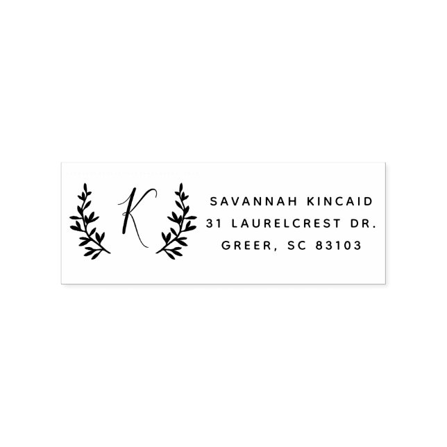 Rustik lagerkrans monogram returadress stämpel (Tryck)