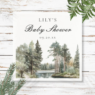 Rustik Lake Skogsbarn Vattenfärg Baby Shower Pappersservett