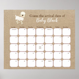 Rustik Lamm Bebis Baby Shower Datum för Födelsedag Poster