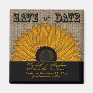 Rustik Land Burlap Se solros Spara datum Magnet