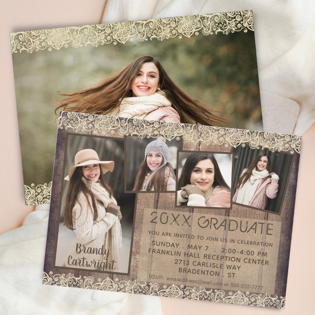 Rustik Land Landsbygd GRADUATE 5 Bilder Inbjudningar (Skapare uppladdad)