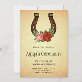 Rustik Landlig Blommig Hästsko Aqiqah Inbjudningar